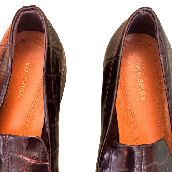 Via Spiga Black Croc Embossed Leather Loafers – Women US 6.5 / EU 36.5 / UK 3.5 - Picture 7 of 11